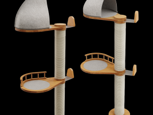 High scratching post with house for cats VINE 118 by Catsby 3D 模型