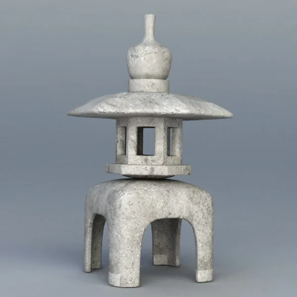 Japanese Stone Garden Lantern 3D Model .c4d .max .obj .3ds .fbx .stl .blend 