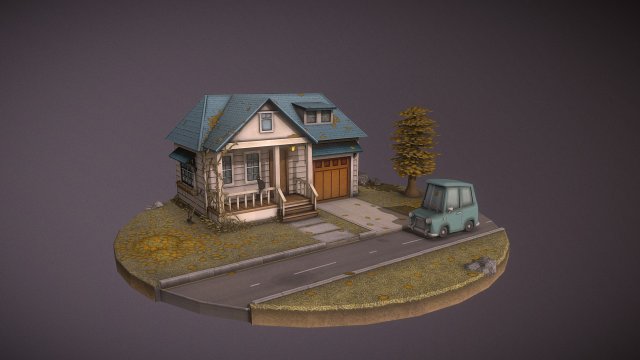 Autumn House Model 3D .c4d .max .obj .3ds .fbx .stl .blend 