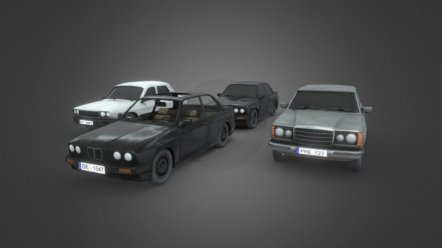 Old Premium Cars Pack 3D Model .c4d .max .obj .3ds .fbx .stl .blend 