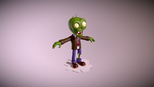 Zombie from Plants vs Zombies 3D Model .c4d .max .obj .3ds .fbx .stl .blend 