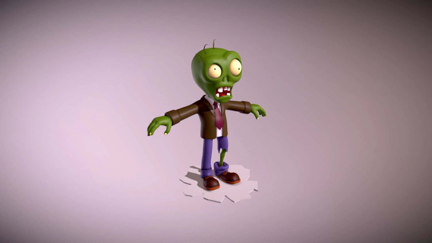 Zombie from Plants vs Zombies 3D Model .c4d .max .obj .3ds .fbx .stl .blend