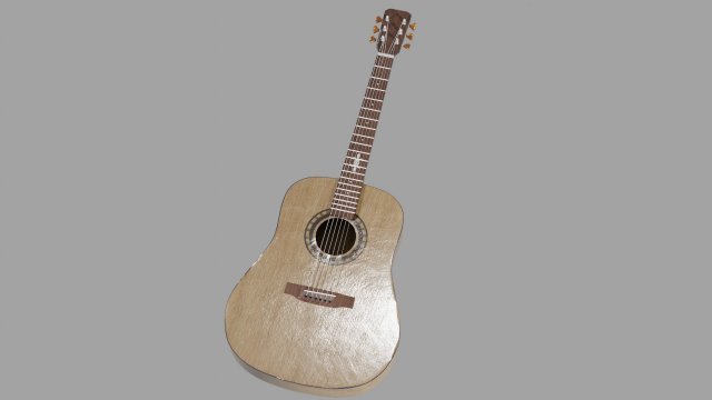 Acoustic guitar Model 3D .c4d .max .obj .3ds .fbx .stl .blend 