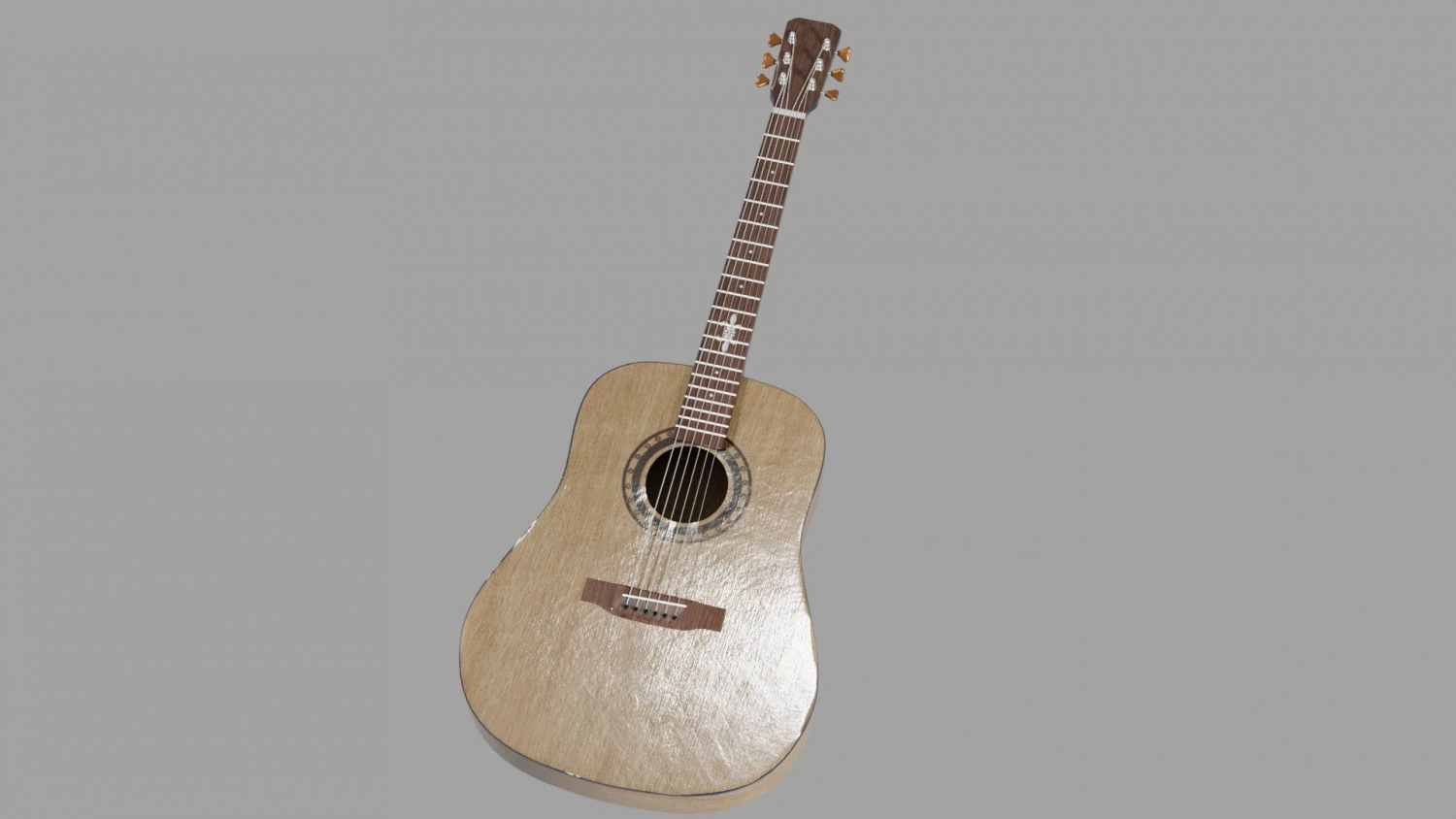 Acoustic guitar 3D Model .c4d .max .obj .3ds .fbx .stl .blend 