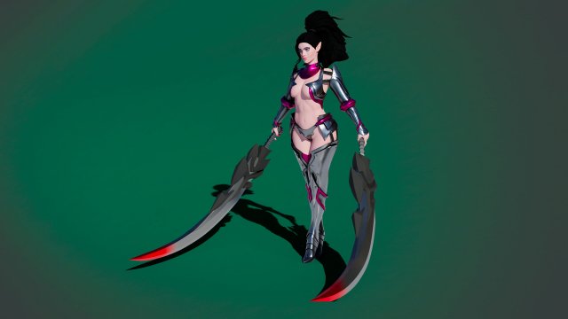 Demon Huntress Girl 3d PRINT MODEL HIGH POLY STLB OBJ BLEND FBX 3D Baskı Modeli .c4d .max .obj .3ds .fbx .stl .blend 
