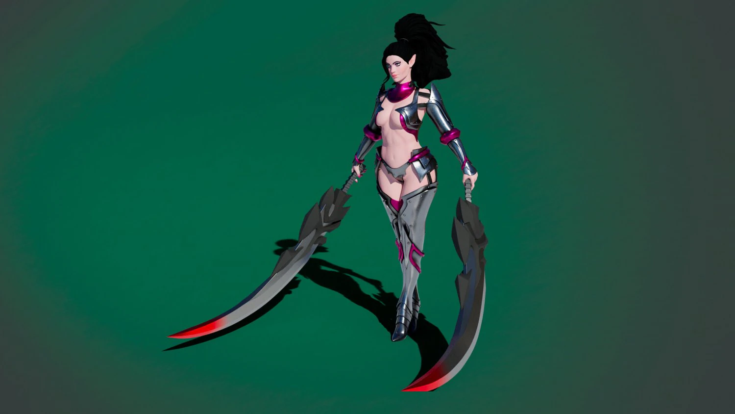 Demon Huntress Girl 3d PRINT MODEL HIGH POLY STLB OBJ BLEND FBX 3D Print Model .c4d .max .obj .3ds .fbx .stl .blend 