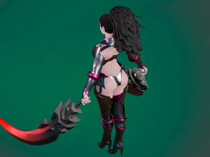 Demon Huntress Girl 3d PRINT MODEL HIGH POLY STLB OBJ BLEND FBX 3D Baskı Modeli