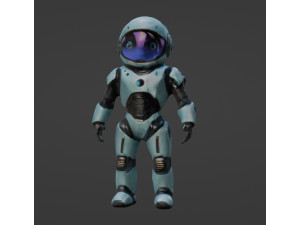 Robot small cute full body wearing a space suit smooth texture 3D Model