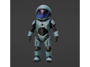 Robot peque&ntilde;o y lindo de cuerpo completo con un traje espacial de textura suave Modelo 3D