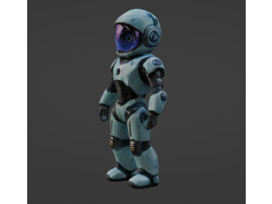 Robot small cute full body wearing a space suit smooth texture 3D मॉडल