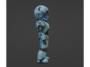 Robot small cute full body wearing a space suit smooth texture 3D मॉडल
