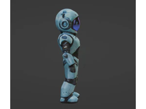 Robot peque&ntilde;o y lindo de cuerpo completo con un traje espacial de textura suave Modelo 3D