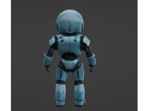 Robot peque&ntilde;o y lindo de cuerpo completo con un traje espacial de textura suave Modelo 3D