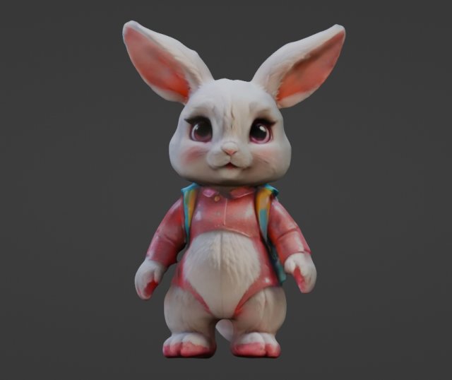 Cute bunny doll 3D Model .c4d .max .obj .3ds .fbx .stl .blend
