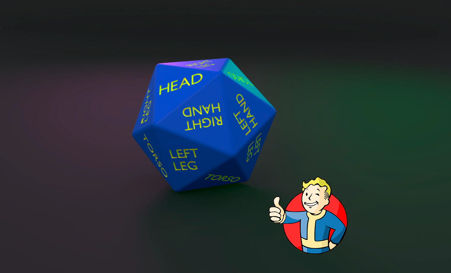 DICE D20 FALLOUT 3D Print Model .c4d .max .obj .3ds .fbx .stl .blend 