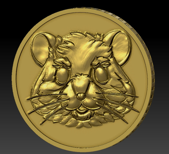 Hamster Kombat Coin 3D Принт Модель .c4d .max .obj .3ds .fbx .stl .blend 