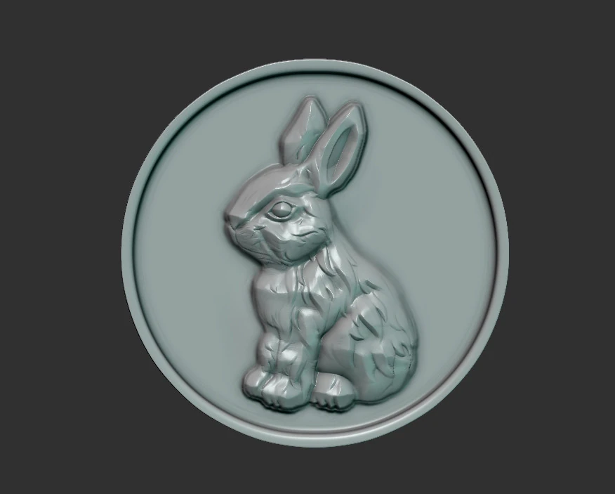 Rabbit coin 3D Print Model .c4d .max .obj .3ds .fbx .stl .blend