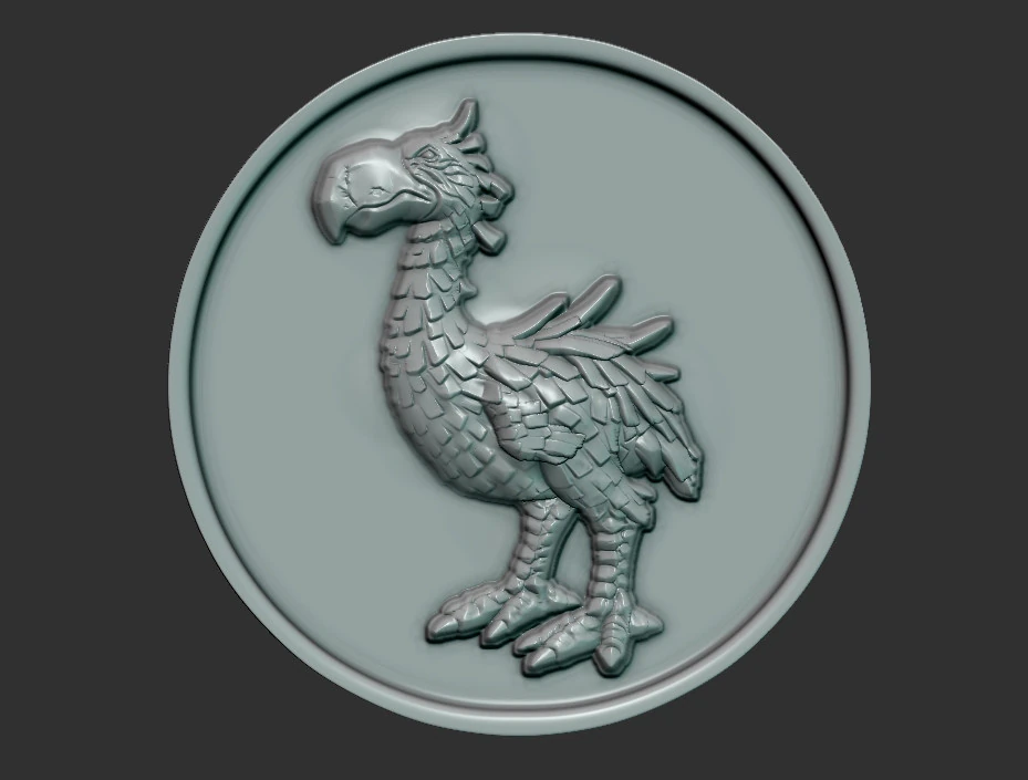 Bas-relief Phorusrhacos 3D Print Model .c4d .max .obj .3ds .fbx .stl .blend 