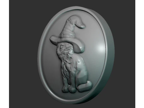 Bas-relief cat 3D Print Model