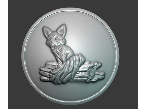Bas-relief fox 3D प्रिंट मॉडल