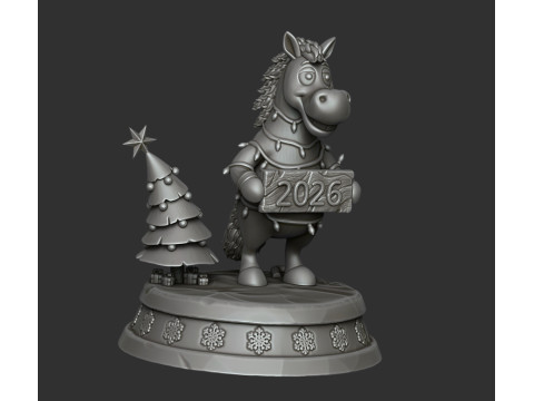 Rotes Feuerpferd 2026 3D Druckmodell