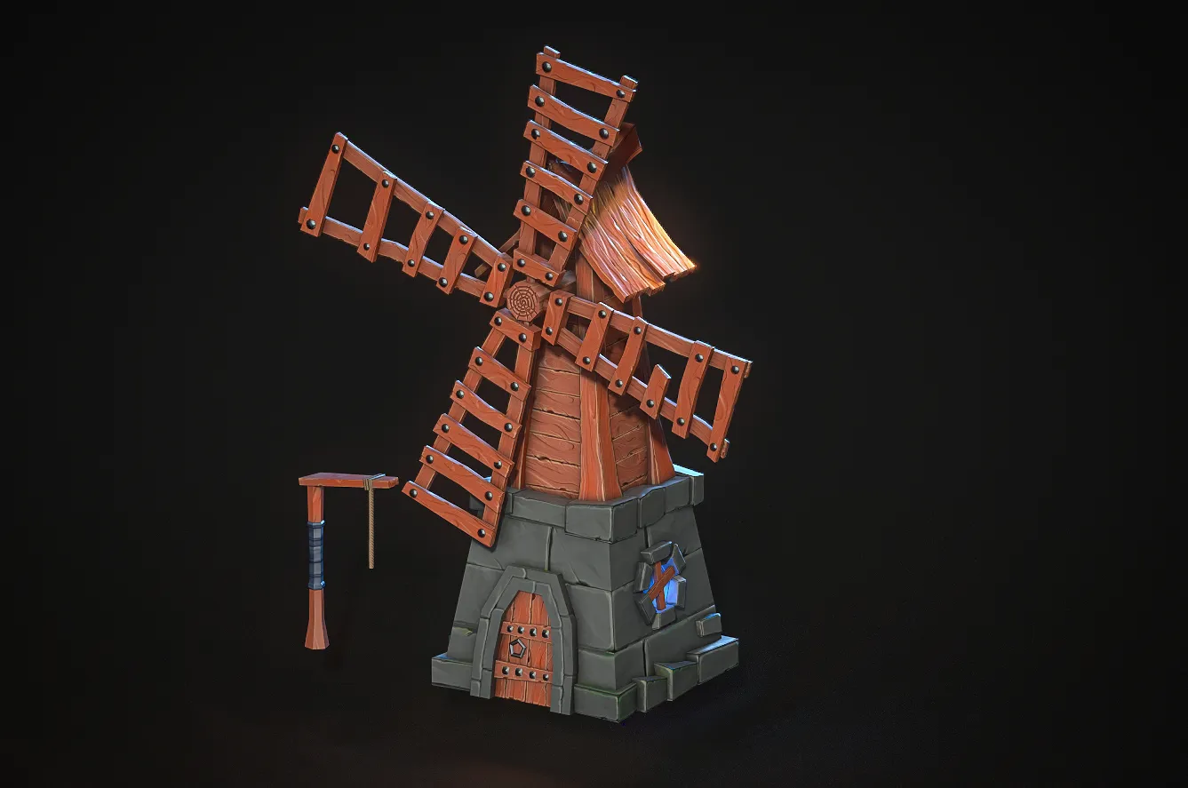 Stylized Windmill 3D Model .c4d .max .obj .3ds .fbx .stl .blend