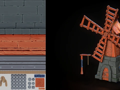 Stylized Windmill 3D Model