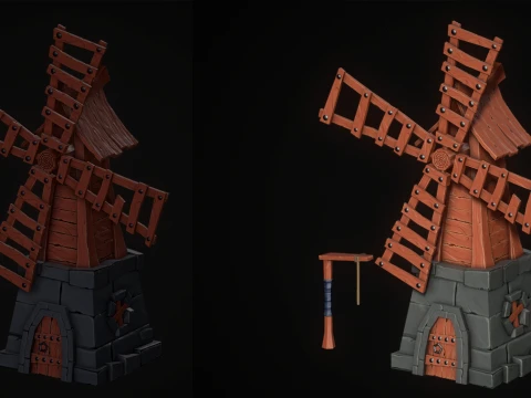 Stylized Windmill 3D Model