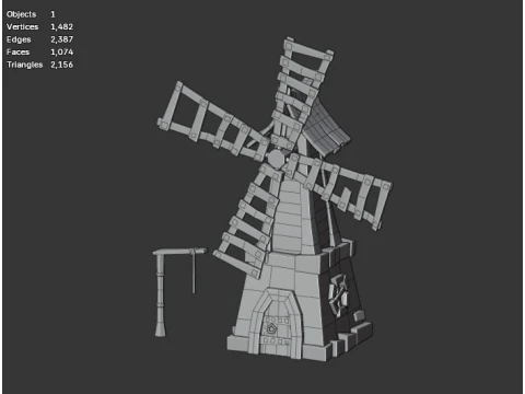 Stylized Windmill 3D Model