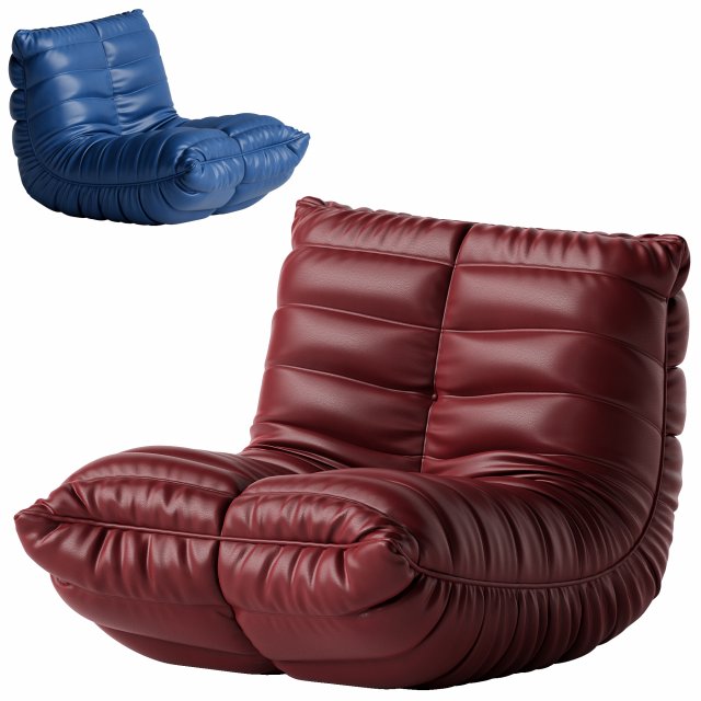 Microfiber Leather Standard Bean Bag Chair and Lounger 3D