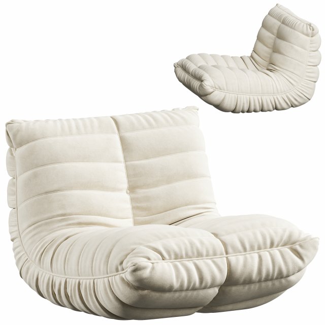 Suede Armless Bean Bag Chair 3D Model .c4d .max .obj .3ds .fbx .stl .blend 