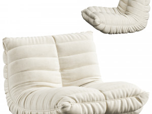 Suede Armless Bean Bag Chair 3D Model