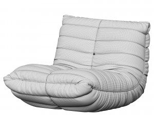 Suede Armless Bean Bag Chair 3D Model