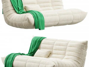 Blanchette Kail Canapé 3 places sans accoudoirs en microsuède microfibre Kail Modèle 3D