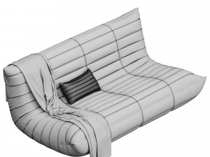 Blanchette Kail Microfiber Microsuede Armless 3-Seat Togo Three Seater Sofa 3D Model