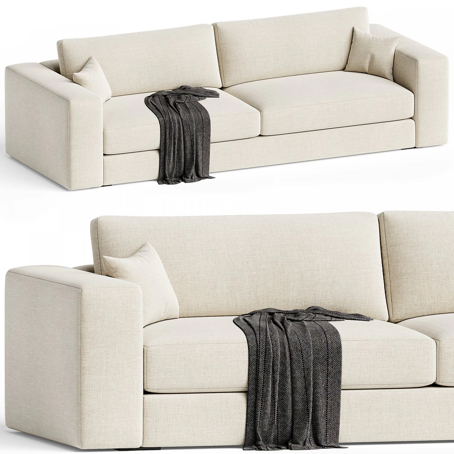 Oceanside 102 Wide-Arm Sofa 3D Model .c4d .max .obj .3ds .fbx .stl .blend