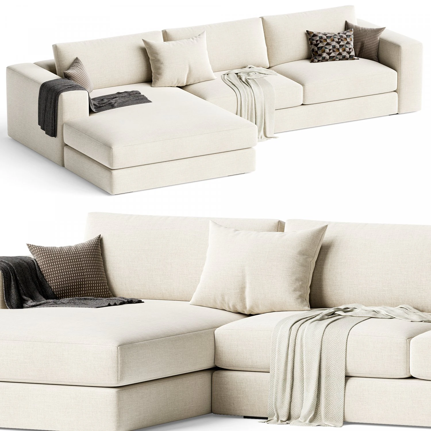 Oceanside 2-Piece Left-Arm Chaise Sectional Sofa 3D Model .c4d .max .obj .3ds .fbx .stl .blend 