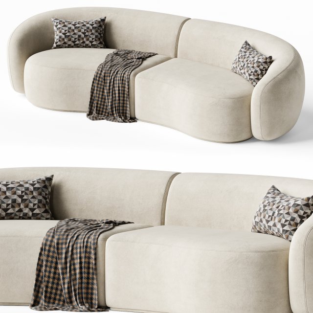 Family Curved Sofa Kassavello Modelo 3D .c4d .max .obj .3ds .fbx .stl .blend 