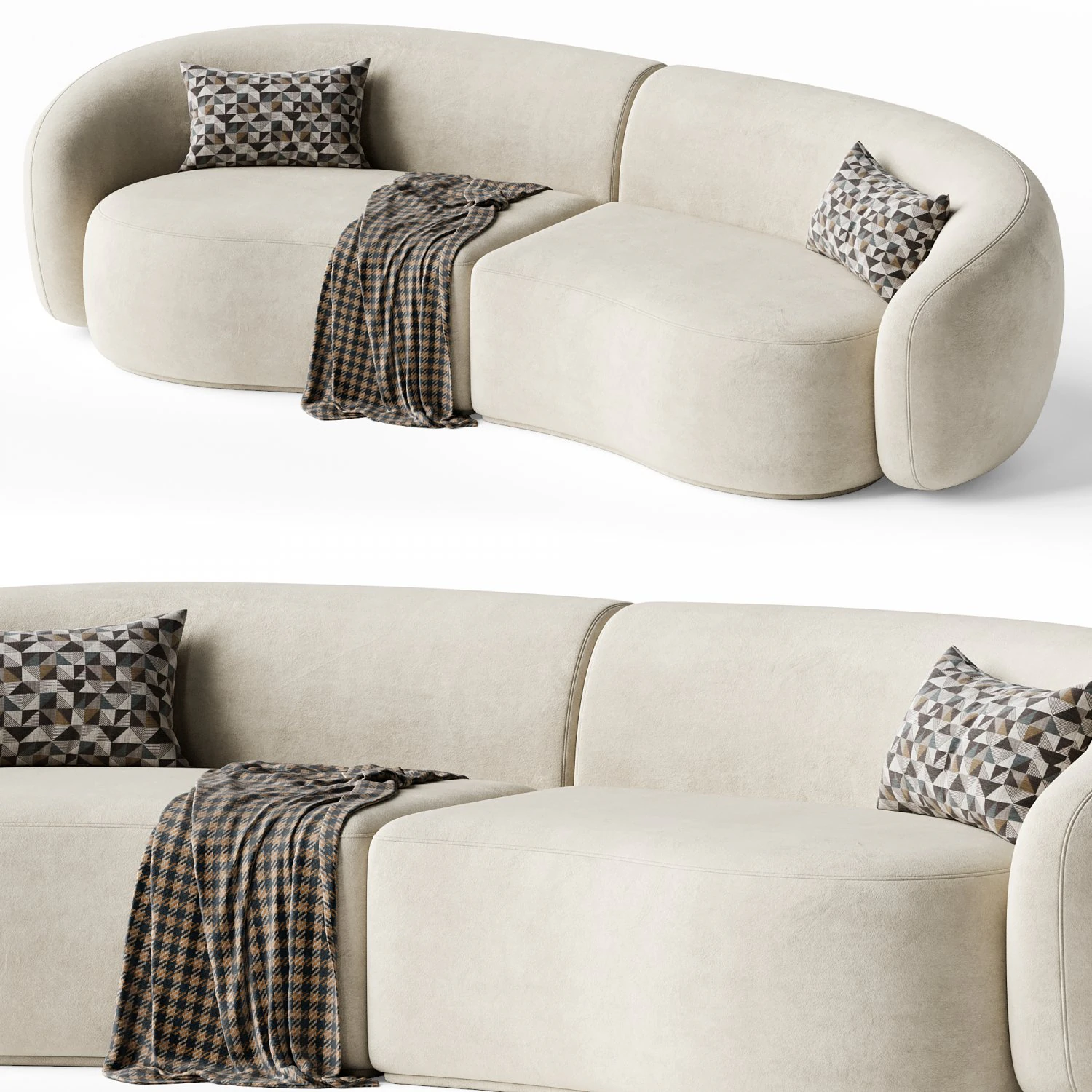 Family Curved Sofa Kassavello 3D Model .c4d .max .obj .3ds .fbx .stl .blend 