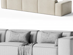 Scandinavian Slipcovered Square Arm Modular Sofa 3D Model