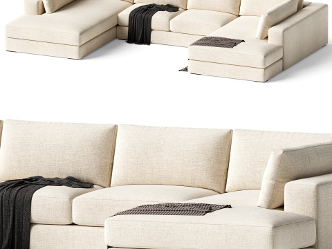 Oceanside 3-Piece Double Bumper Sectional Sofa Modèle 3D