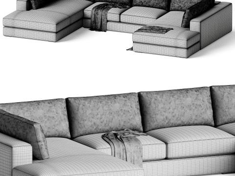 Oceanside 3-Piece Double Bumper Sectional Sofa Modèle 3D