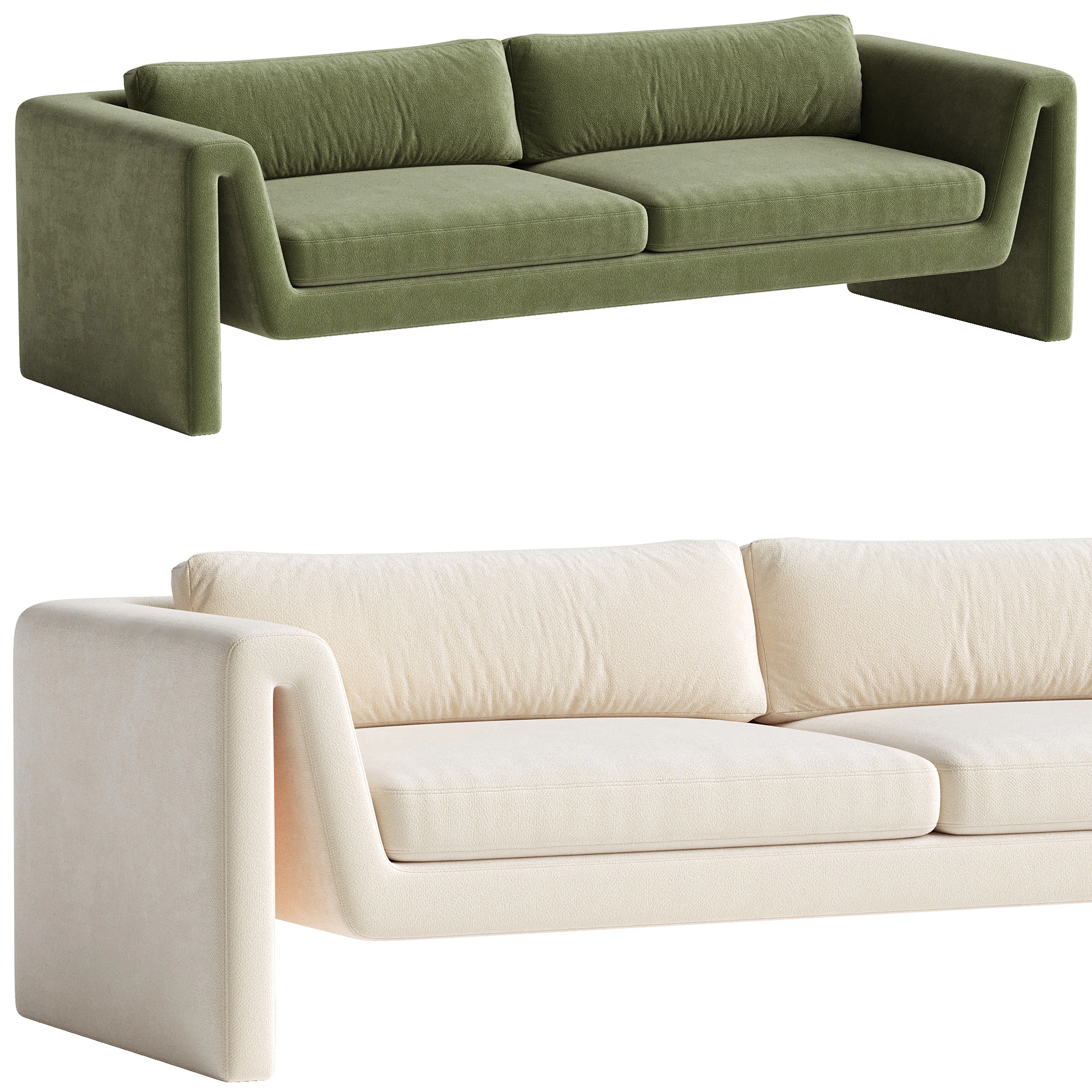 Velvet sofa Mika 3D Model .c4d .max .obj .3ds .fbx .stl .blend 