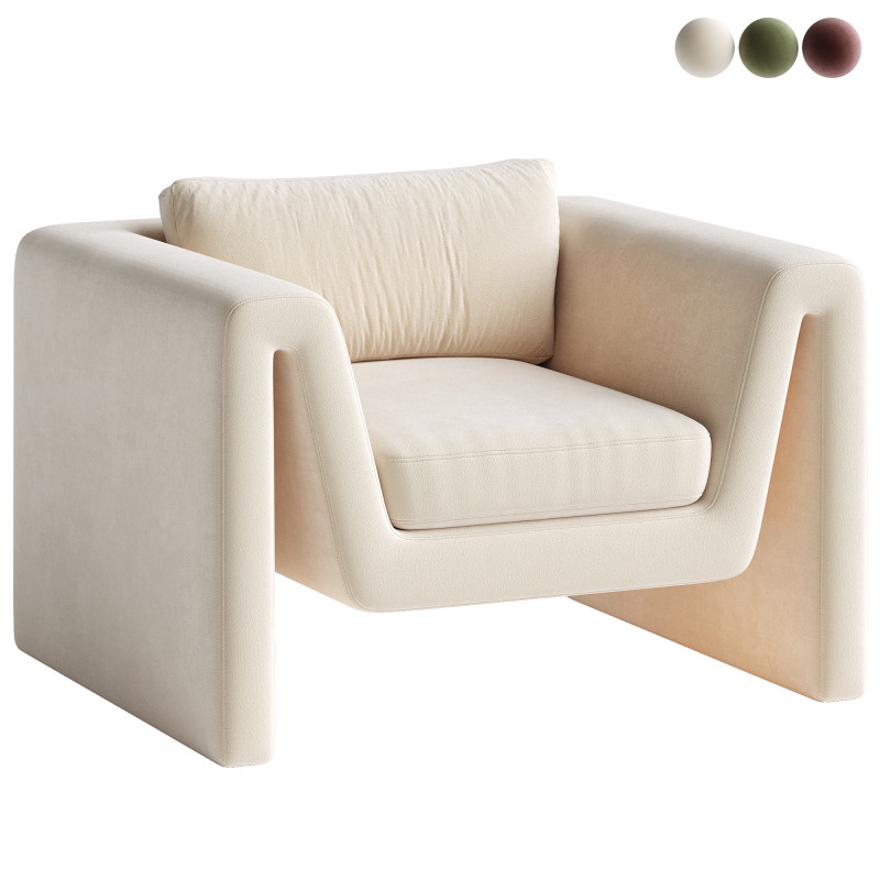 Velvet lounge armchair Mika 3Dモデル .c4d .max .obj .3ds .fbx .stl .blend 