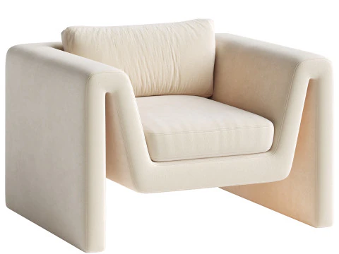 Velvet lounge armchair Mika 3D Model