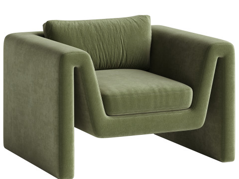Velvet lounge armchair Mika 3Dモデル