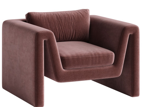 Velvet lounge armchair Mika 3Dモデル