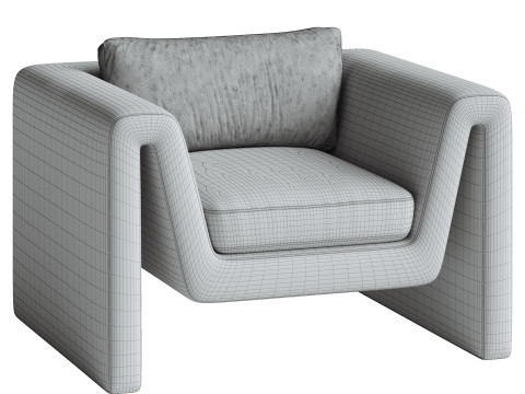 Velvet lounge armchair Mika 3Dモデル