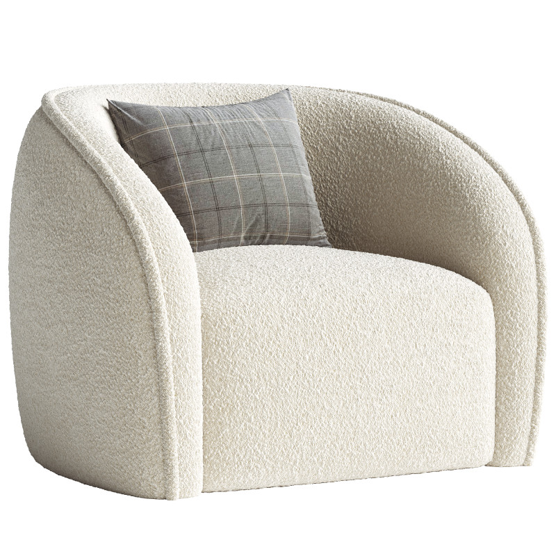 White Boucl Upholstered Armchair Seral Modèle 3D .c4d .max .obj .3ds .fbx .stl .blend 