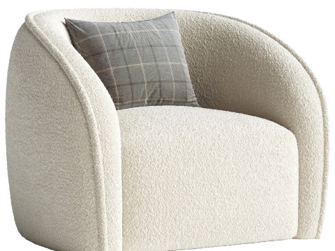 White Boucl Upholstered Armchair Seral 3D Model